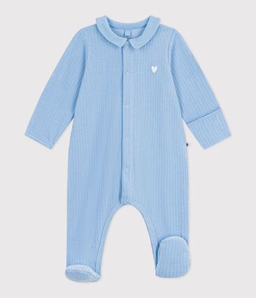 Pyjama bébé en velours à col uni