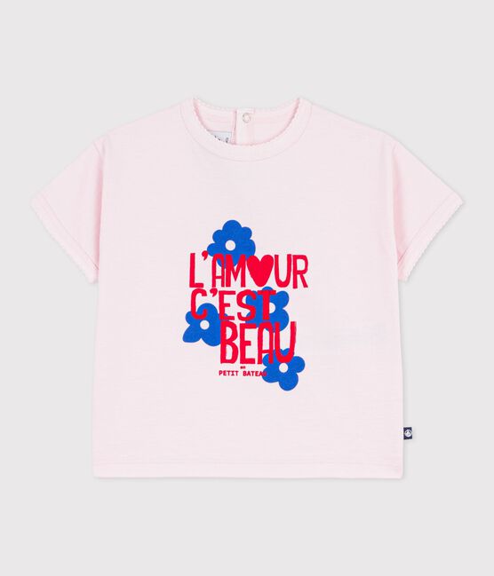 Tee-shirt bébé en coton à manches courtes à motif rose BARELY
