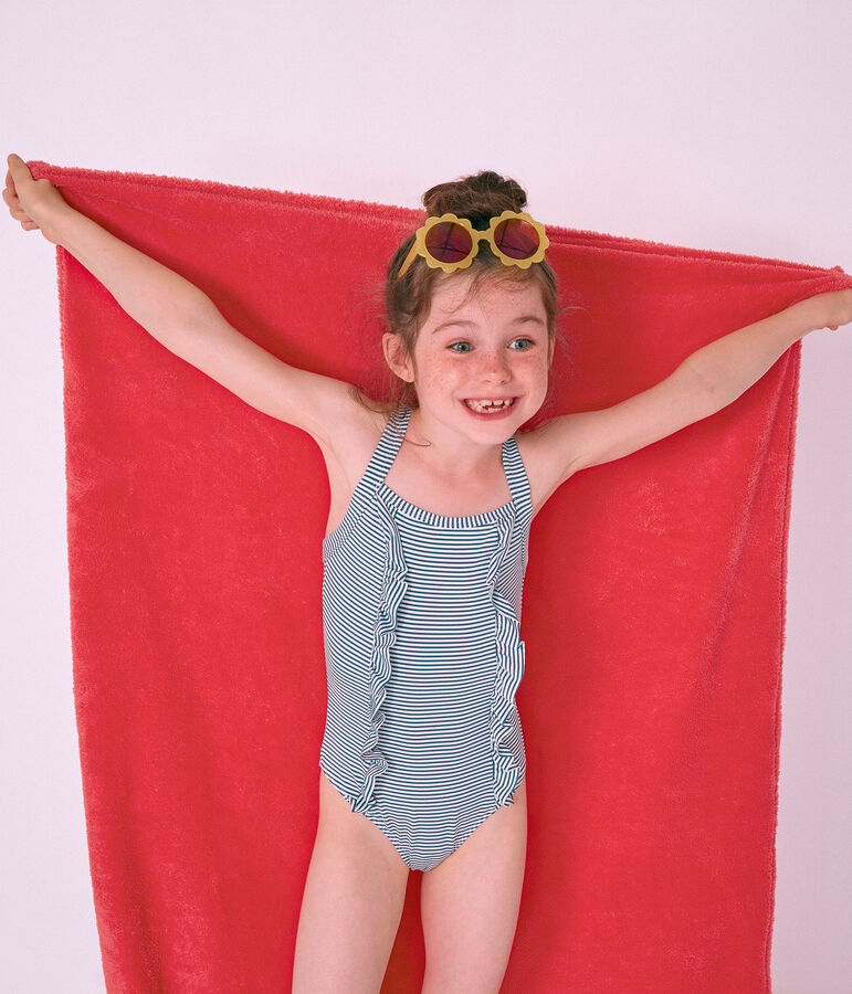 Maillot de bain 1 pi&egrave;ce enfant fille bleu/blanc