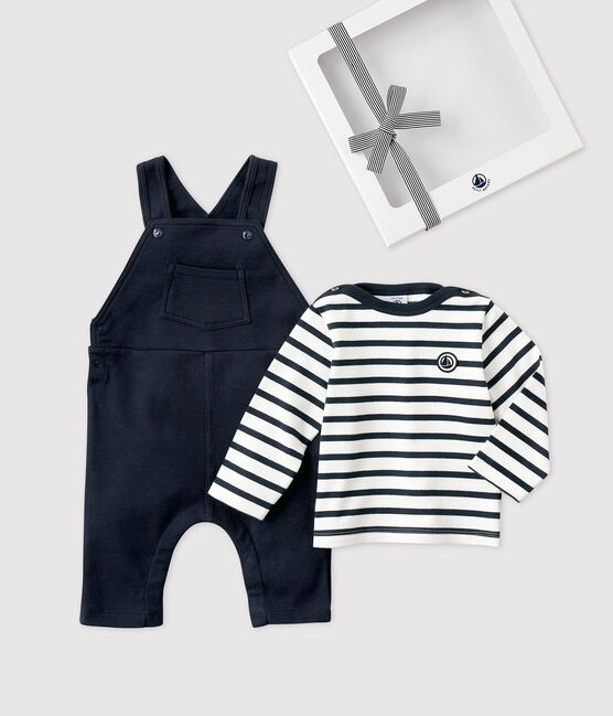 Coffret cadeau bébé salopette et marinière variante 1
