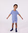Pyjama short enfant en coton à rayures bleu PERSE/blanc MARSHMALLOW
