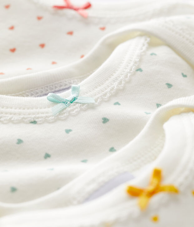 Lot de 3 bodies manches courtes coeurs en coton multicouleur