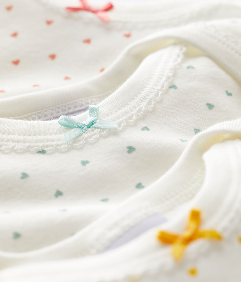 Lot de 3 bodies manches courtes coeurs en coton multicouleur