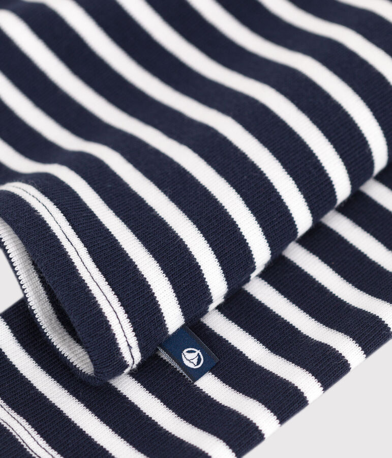 Teeshirt enfant en coton manches longues &agrave; rayures bleu/blanc