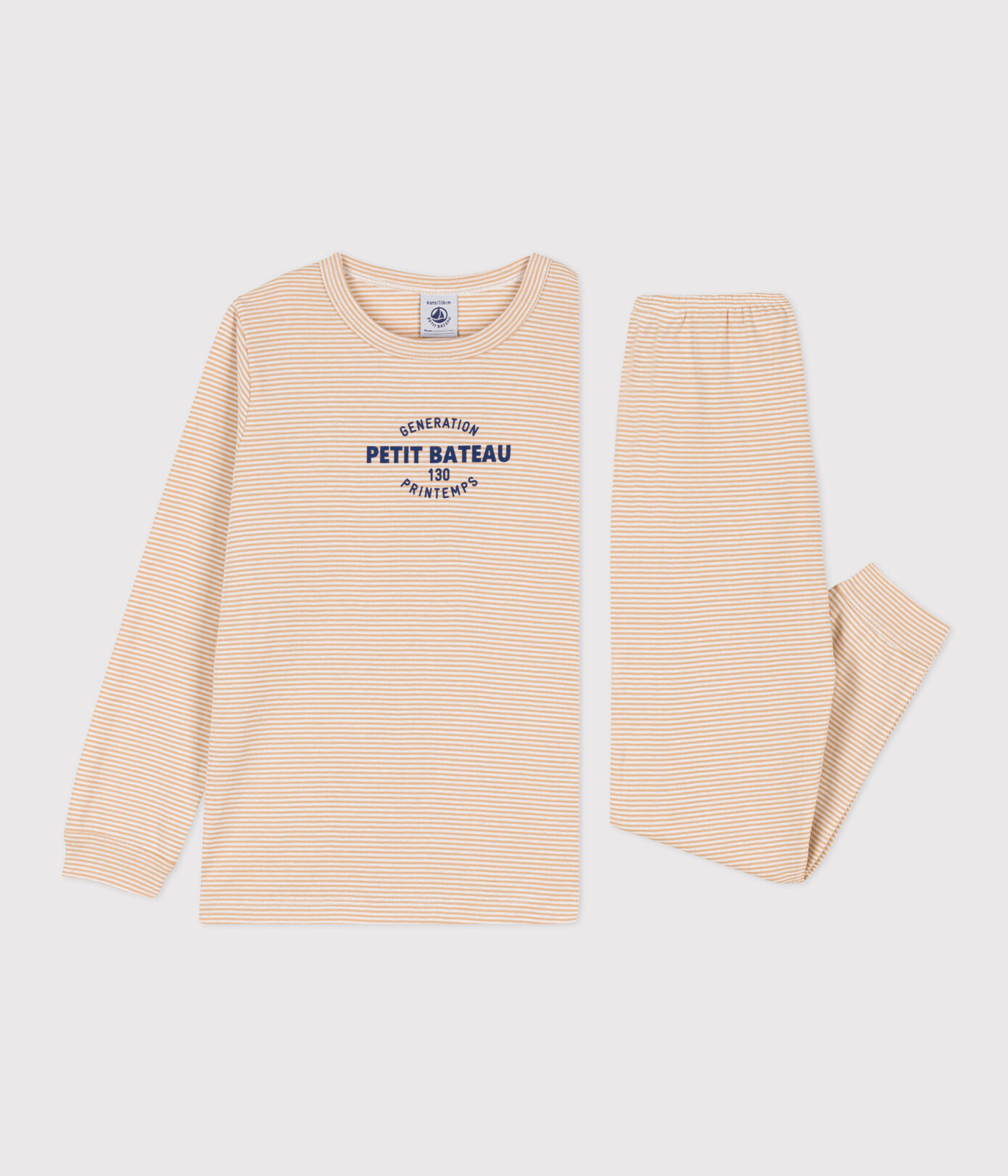 Pyjama rayé en coton enfant TOURONE/MARSHMALLOW | Petit Bateau