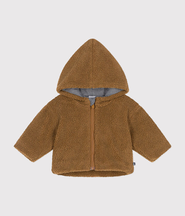 Veste &agrave; capuche en sherpa b&eacute;b&eacute; marron