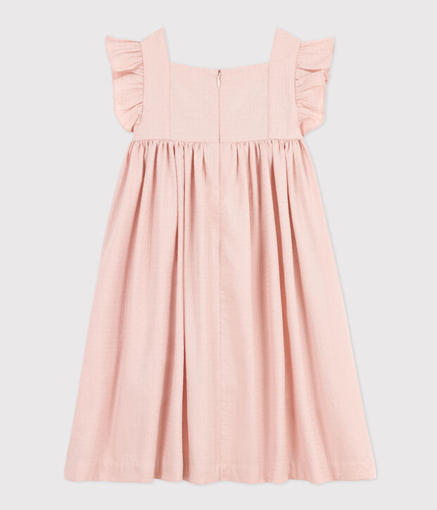 Robe sans manche en coton fa&ccedil;onn&eacute; enfant fille rose
