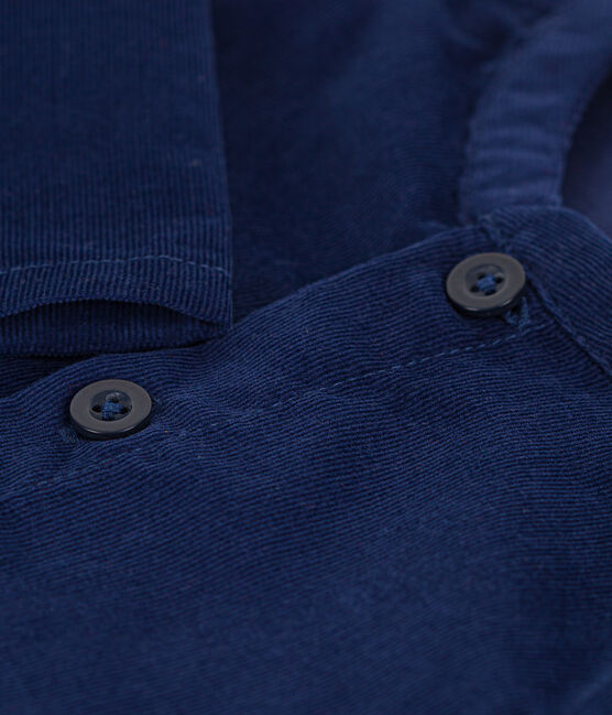 Chemise manches longues bébé en velours extra fin BLEU FONCE