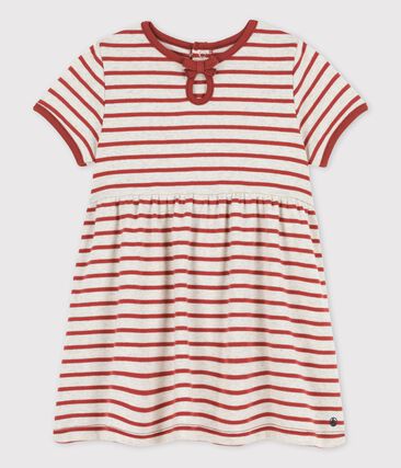 PETIT BATEAU - Robe manches courtes rayée en coton bio bébé