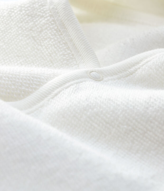 Cape de bain b&eacute;b&eacute; en bouclette &eacute;ponge en coton biologique blanc/gris