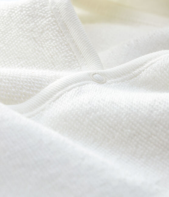 Cape de bain bébé en bouclette éponge en coton biologique blanc MARSHMALLOW/gris GRIS
