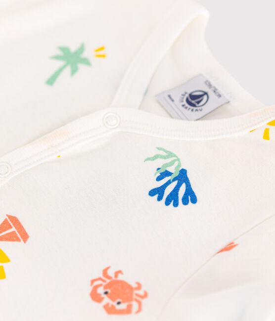 Combinaison courte bébé en coton imprimé blanc MARSHMALLOW/blanc MULTICO