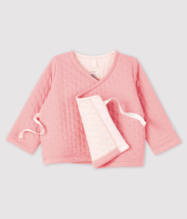 Cardigan b&eacute;b&eacute; en tubique rose