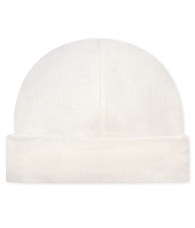Bonnet naissance velours b&eacute;b&eacute; mixte blanc