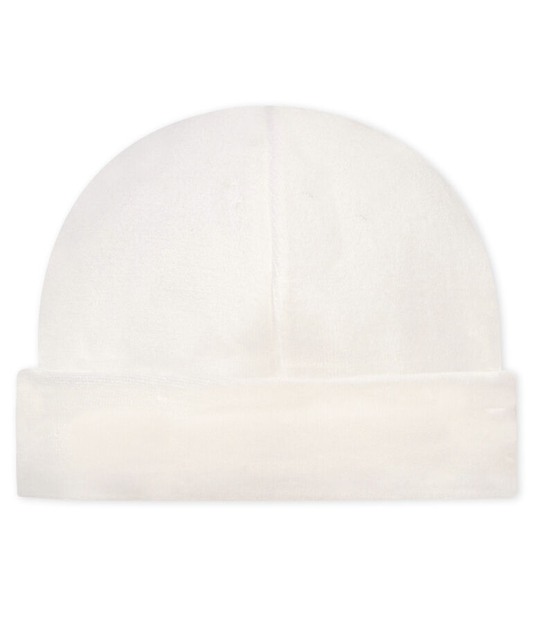 Bonnet naissance velours b&eacute;b&eacute; mixte blanc