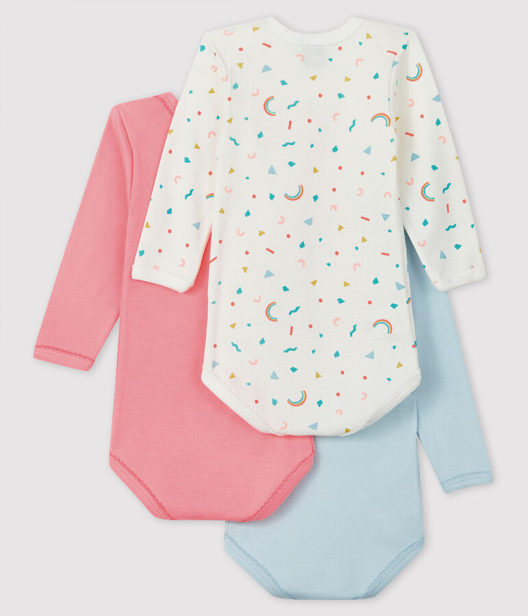 Lot de 3 bodies manches longues b&eacute;b&eacute; fille multicouleur