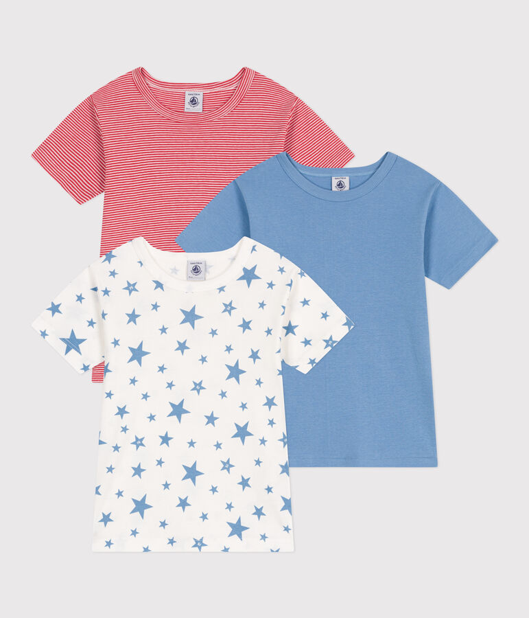 Lot de 3 tee-shirts enfant en coton manches courtes imprim&eacute; &eacute;toiles variante 1