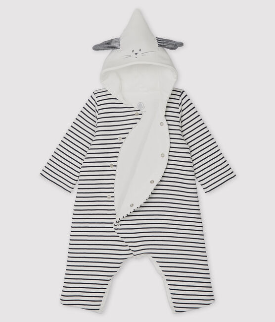 Combinaison longue à capuche bébé mixte blanc MARSHMALLOW/bleu SMOKING