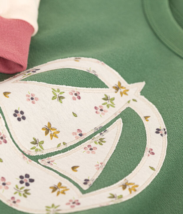 Sweatshirt en molleton enfant fille vert/multicouleur