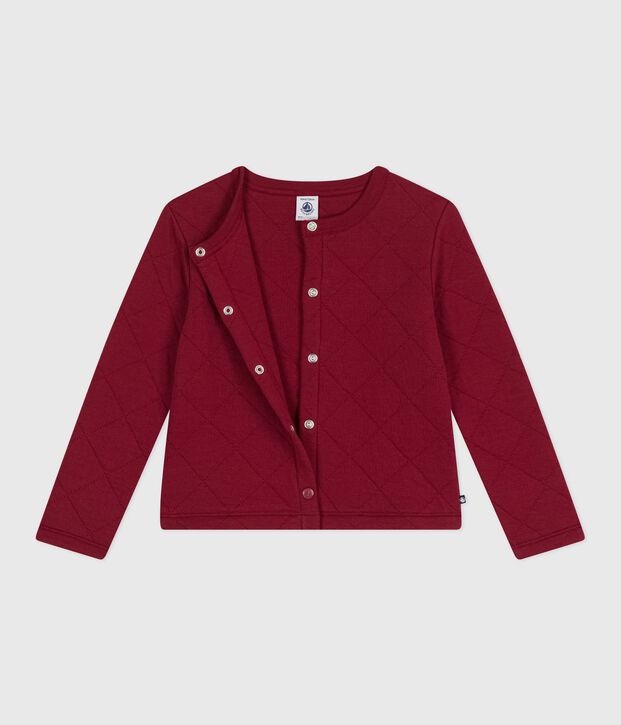 Cardigan enfant en coton uni rouge
