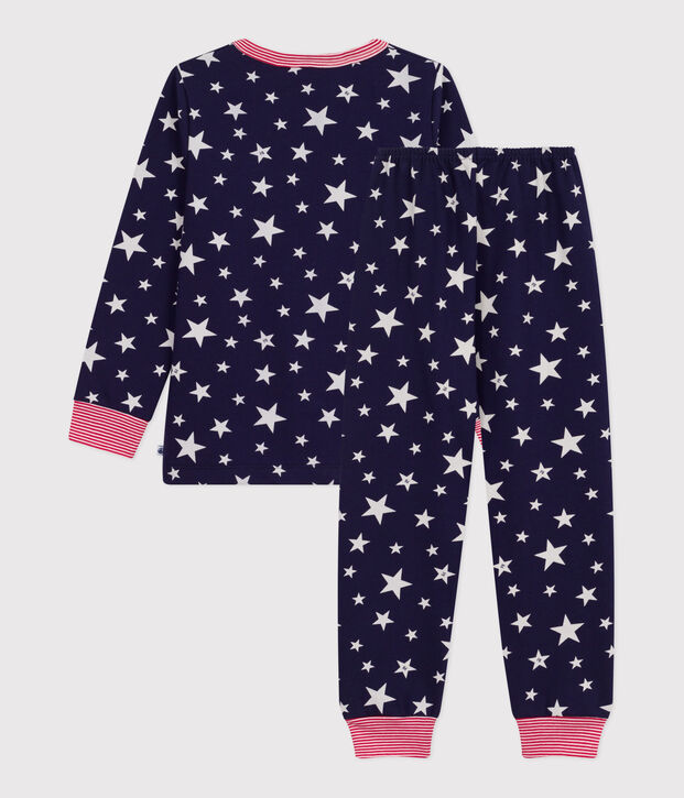 Pyjama enfant en molleton imprim&eacute; &eacute;toiles bleu/blanc