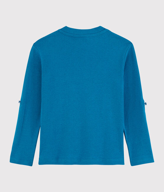 Tee-shirt en coton et lin enfant garçon bleu MYKONOS