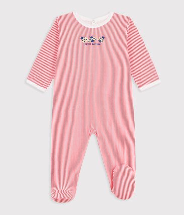 Pyjama bébé en coton ouverture au dos rayé