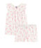 Pyjacourt petite fille en coton fin blanc MARSHMALLOW/rose ROSE