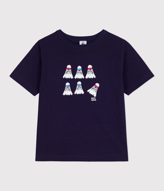 Tee-shirt enfant manches courtes en coton bleu SOIR