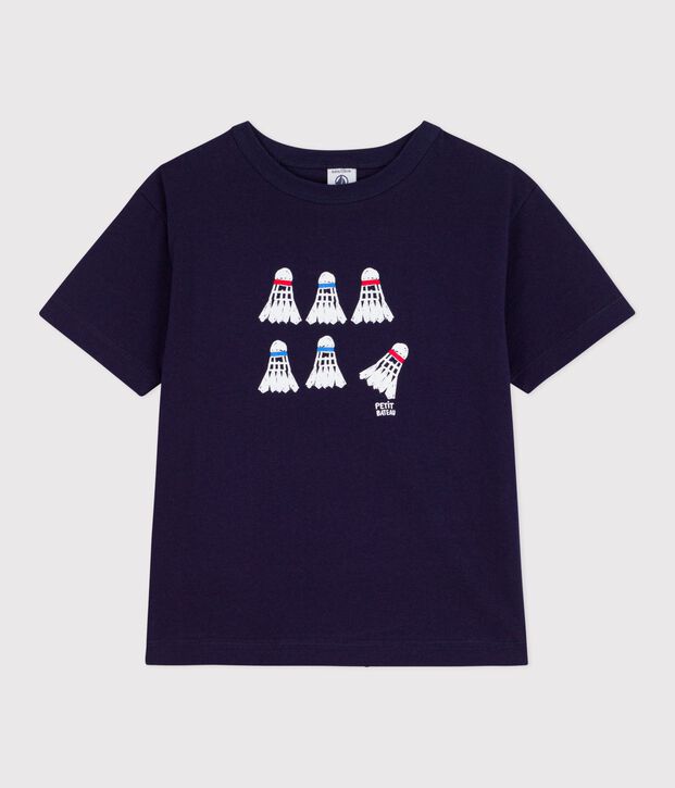 Tee-shirt enfant manches courtes en coton bleu marine