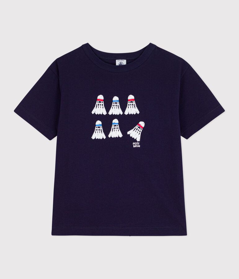 Tee-shirt enfant manches courtes en coton bleu SOIR