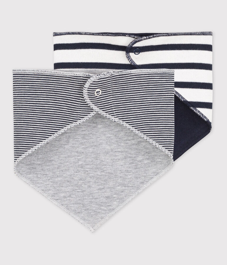 Lot de 2 bandanas-bavoirs b&eacute;b&eacute; &agrave; rayures multicouleur