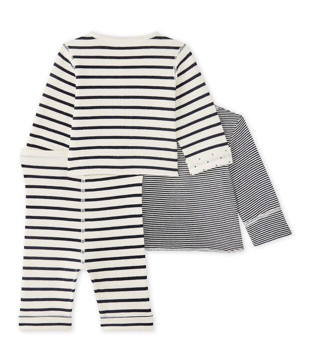 Ensemble b&eacute;b&eacute; 3 pi&egrave;ces r&eacute;versible blanc/bleu