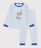 Pyjama enfant en coton &agrave; rayures bleu/blanc