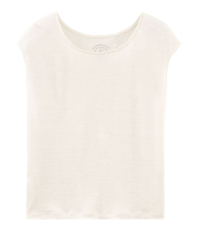Tee-shirt manches courtes femme en lin blanc