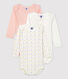 Lot de 3 bodies cœurs multicolors manches longues en coton