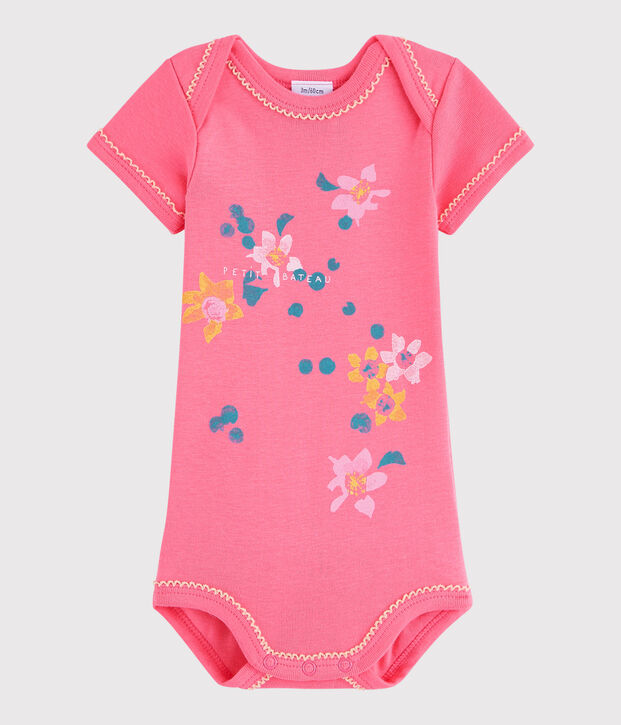 Body manches courtes b&eacute;b&eacute; fille rose