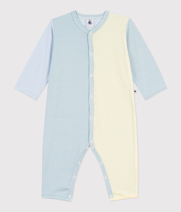 Pyjama b&eacute;b&eacute; en coton sans pieds imprim&eacute; &agrave; rayures bleu/blanc