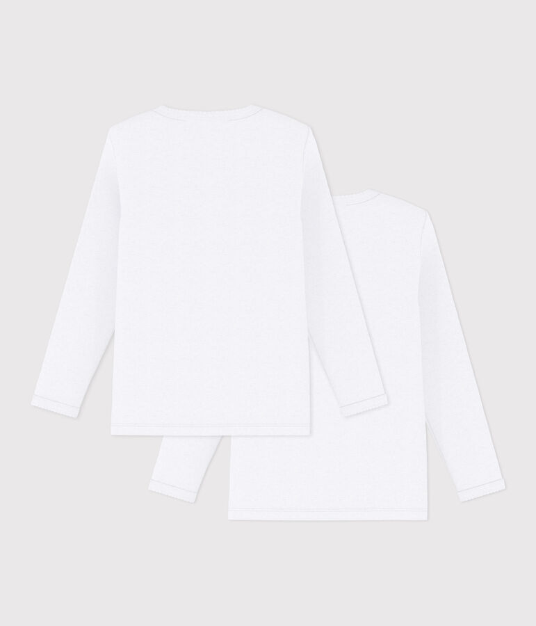 Lot de 2 tee-shirts blancs manches longues petite fille variante 1