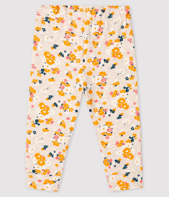 Pantalon bébé fille en tubique beige MONTELIMAR/blanc MULTICO