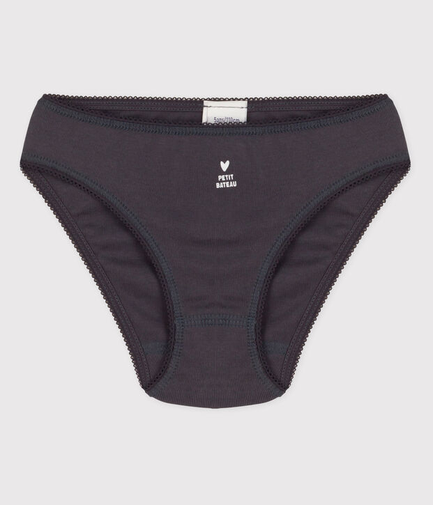 Culotte petite fille en coton gris fonc&eacute;