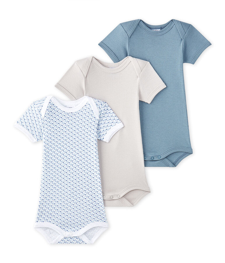 Lot de 3 bodies b&eacute;b&eacute; gar&ccedil;on manches courtes blanc