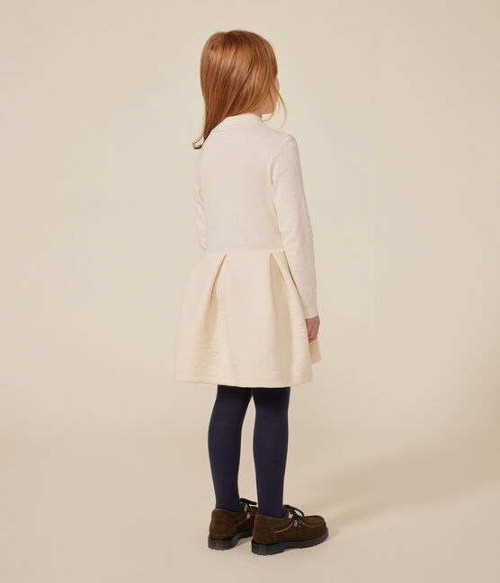 Robe manches longues bi-matière enfant fille écru AVALANCHE