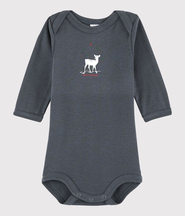 Body manches longues b&eacute;b&eacute; gar&ccedil;on gris fonc&eacute;