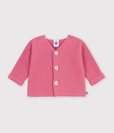 Cardigan bébé tricot point mousse en coton uni
