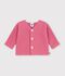 Cardigan b&eacute;b&eacute; tricot point mousse en coton uni rose