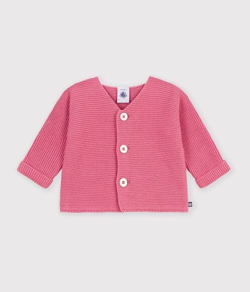 CARDIGAN BÉBÉ TRICOT POINT MOUSSE EN COTON UNI