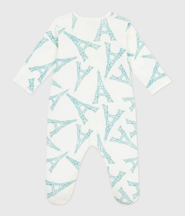Pyjama b&eacute;b&eacute; en coton avec imprim&eacute; Tour Eiffel blanc/vert