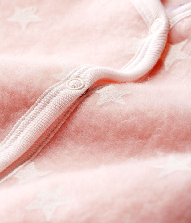 Surpyjama b&eacute;b&eacute; fille en polaire rose/blanc