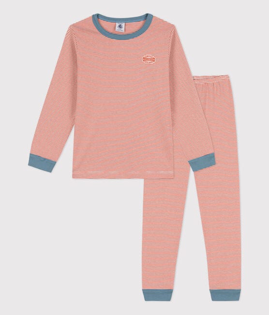 Pyjama milleraies en coton enfant rose BRANDY/blanc MARSHMALLOW
